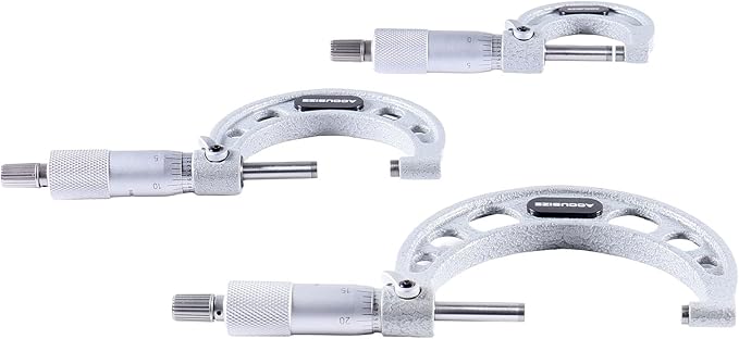 Accusize Industrial Tools 0-3 inch x .0001'' Ultra-Precision M-Type Outside Micrometers Carbide Tipped 3 Pc Set, EG00-0903