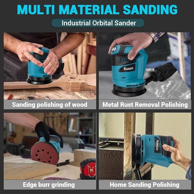 Random Orbit Sander for Makita 18v Battery(Tool Only),Brushless Motor 6 Variable Speed Orbital Hand Sander with Dust Collector for Woodworking Sanding and Polishing