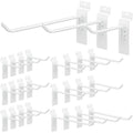 Slatwall Hooks 24 Pcs 4/6/8 Inch Slatwall Accessories Slat Wall Shelf Brackets Slat Wall Hanging Hook and Hanger Slatwall Panel Hook Slat Wall Hook Heavy Duty Pegboard Gridwall Display Hook (White)