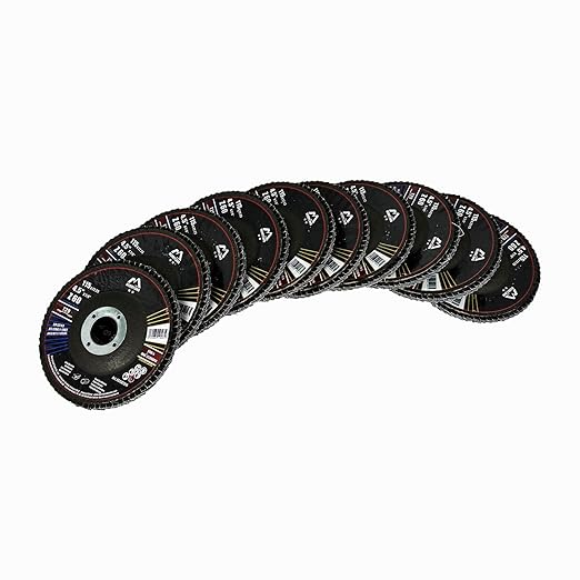 Merryland Flap Disc 4 1/2 inch Metal for Angle Grinder, 4.5inch 60 Grit T29 Flap Wheel 10 Pack, Blue Zirconium Corundum INOX Stainless Steel Iron Universal, Craft-Line FC1107314-10