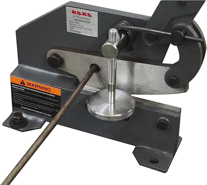 KAKA INDUSTRIAL Manual Metal Shear HS-6-6 inch Cutting Capacity for Steel Plate, Round and Flat Bars | Bench-Mount Hand Cutter