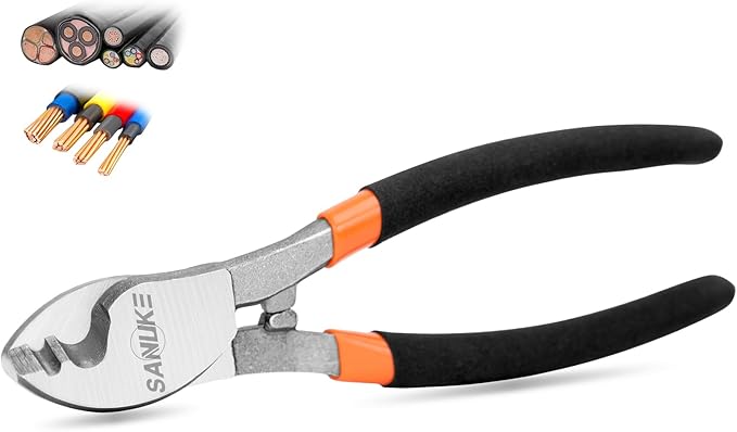 Sanuke Cable Cutters, 6-Inch High Leverage Cable Cutter Heavy Duty-Multifunctional Compact Sharp Cutting for Aluminum, Copper, Wire, Communications Cable