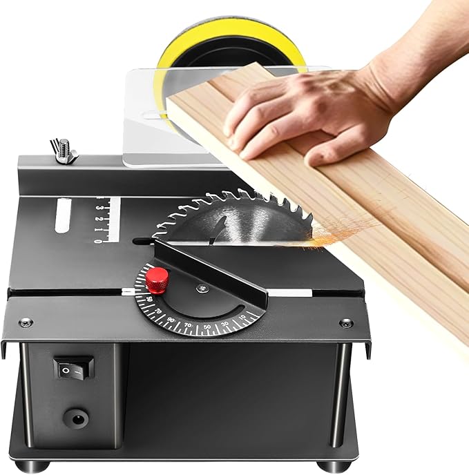 Mini Table Saw for Crafts - Portable Small Saw with Adjustable Speed for Cutting, Drilling, Grinding, Polishing Wood, Acrylic, Plastic (Black)