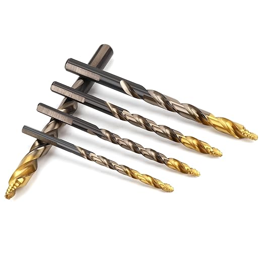 COMOWARE 29Pcs Stepped Point Drill Bit Set, 1/16" – 1/2" Drill Bit Index, HSS M2 Jobber Drills Bits, No Pre-Drilling, Titanium-Coated, 3-Flat Shank, Drills Bits Set for Metal/Plastic/Acrylic/Wood