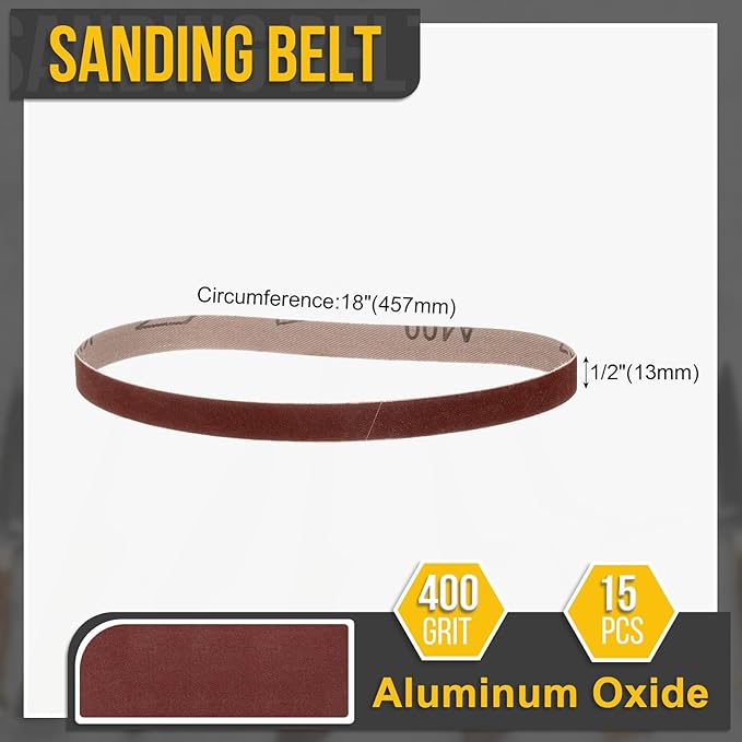 1/2 x 18 Inch Sanding Belt, 30 Pcs 400 Grit Knife Sharpener Belts Work Sharpening for Belt Sander Knife Carving Tool Metal Working