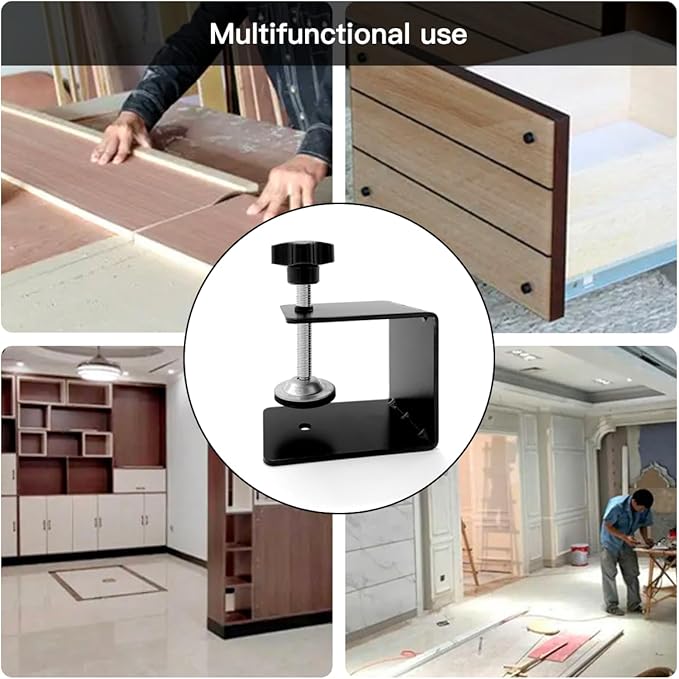 Drawer Front Installation Clamps, Cold-Rolled C Clamps for Woodworking, Door Installation Tools and Cabinet Tools with Protective Pads (4 Pcs)