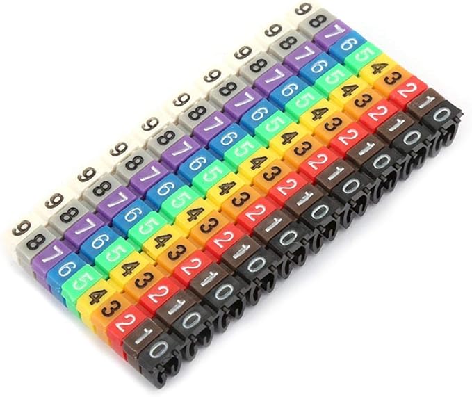 Clip on Wire Markers, Wire Number Labels Colorful Wire Numbering Marker Tube Cable Marker for Marking The Color Coded Cables(100PCS -2.5MM 2.5)