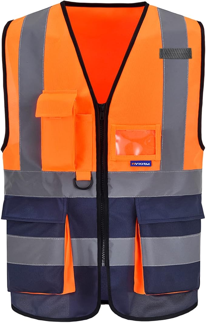 orange and navy blue safety vest