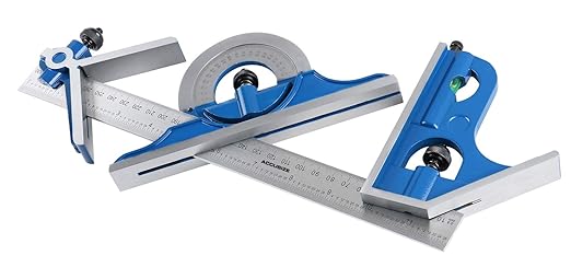 Accusize Industrial Tools Combination Square Set, 12''/300mm, 4 Pcs/Set, 0000-8108