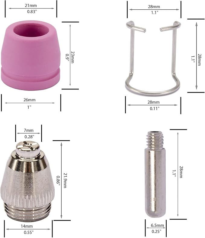 SG-55 AG-60 WSD-60 Plasma Cutter Cutting Torch Tip Nozzles Consumables Kit, .045'' 50PCS (AG60)