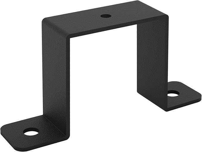 4Pcs Square Pipe Clamp, Black Strap Post Ties Brackets, U Shaped Connector Bracket, Wood Deck Fence Post Tie for Water Pipes, Balcony Railing, Stairs Railing
