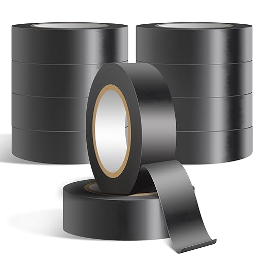 20 Pack Black Electrical Tape Waterproof，3/4 in x 60ft，High Temperature Electric Tape Weatherproof Home Outdoor Multipurpose Insulating Wire Wrapping，Maximum Voltage