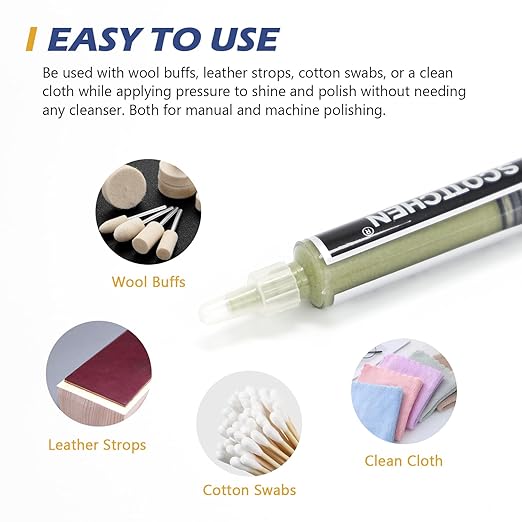 SCOTTCHEN 3Pcs Diamond Polishing Paste, 400/600/1,200 Grit, 54-80/22-36/10-20 Microns Lapping Compound with 50% Concentration of Diamond Powders for Jewelry, Metal, Ring, Glass, Coin, 5 Gram Each