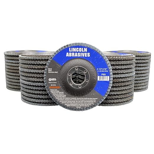 50 Pack Flap Discs, 80 Grit, Zirconium Oxide 4.5" x 7/8" Sanding Wheels for Angle Grinder