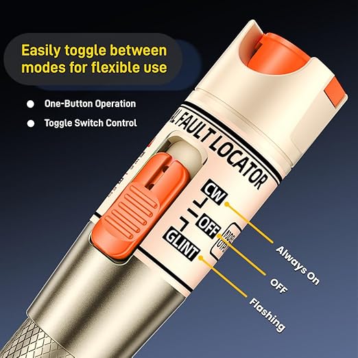 Visual Fault Locator, VFL Fiber Optic Tester Kit - Include Single Mode 9/125um FC Male to LC Female Adapter, Light Pen for Fiber Network Cable Test