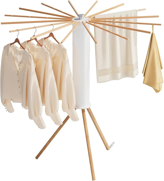 Tripod Clothes Drying Rack, Garment Rack Portable and Collapsible Space Saving Compact Laundry Drying Rack - Drying Rack for Apartments Balcony Bedroom Camping Roadtrip Aluminum