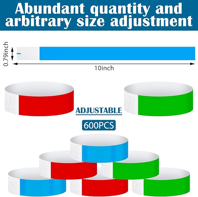 Epakh Paper Wristbands Neon Wrist Bands Waterproof Handbands for Events Lightweight Concert Wristbands Neon Colored Adhesive Wrist Band for Party