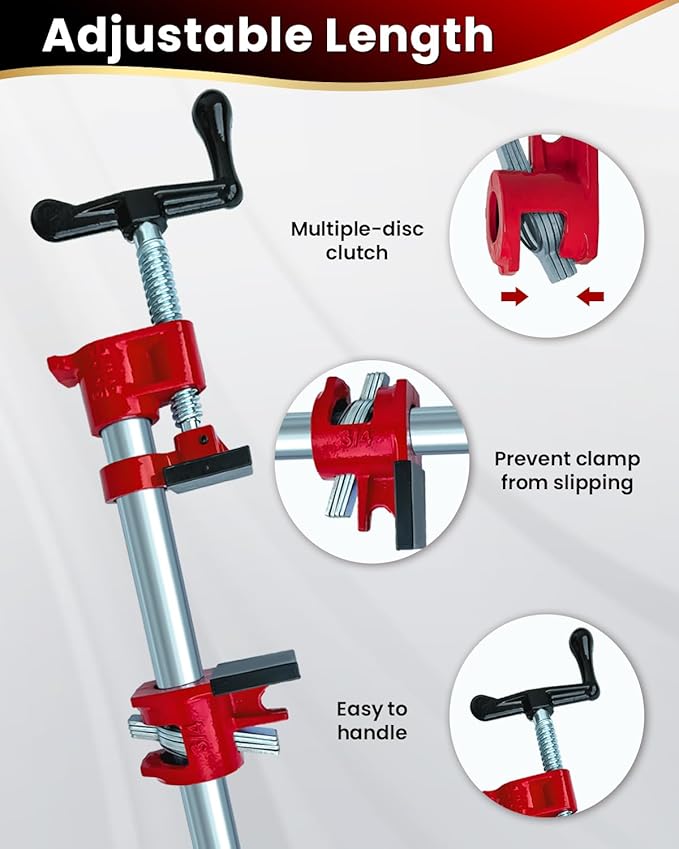 Pipe Clamps 3/4 inch 4 Pack Pipe Clamps for Woodworking Ideal for Carpentry, Home Improvement, and DIY Projects (3/4 IN with Pads)