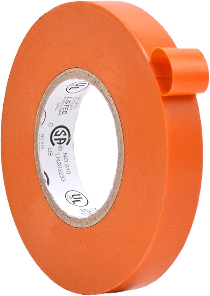WOD ETC766 Professional Grade General Purpose Orange Electrical Tape UL/CSA Listed core. Vinyl Rubber Adhesive Electrical Tape: 1/2 inch X 66 ft - Use at No More Than 600V & 176F (Pack of 1)