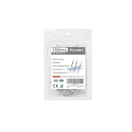 Kuject 150PCS Solder Seal Wire Connectors AWG 26-24, White Solder Seal Heat Shrink Butt Connectors Terminals Sleeve Waterproof Wire Splice Connector for Marine Boat Wire Joint