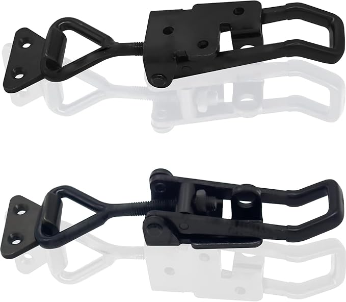 4Pack Heavy Duty Toggle Latch Clamp, 1320lbs 4003 Latch-Style Toggle Clamp with Lock Hook, Pull Action Latch with Catch Plate, Metal Quick Release Draw Latch for Trunk Jig Smoker Door Tool Boxes