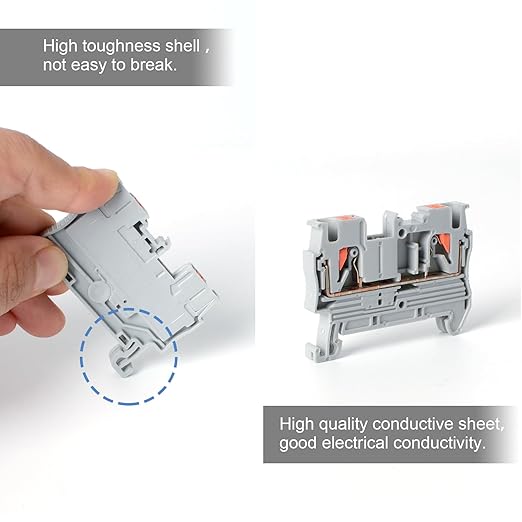 PT 2.5 Terminal Block Kit, Rail Type Voltage Terminal, Rail Combined Terminal Block, Top Entry Line, Plug-in Quick Connection, No Need for Screwdriver for Wiring