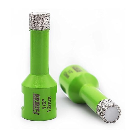 Diamond Core Drill Bit,2pcs 1/2 inch 12mm Thread 5/8-11,Vacuum Brazed Dry Wet Hole Saw for Porcelain Tile,Granite,Marble,Concrete,Masonry,Brick