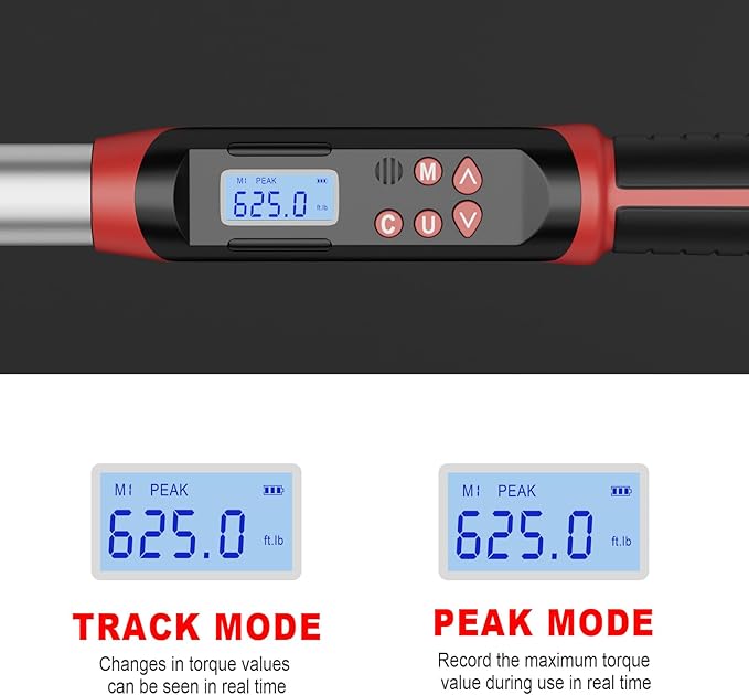 3/4-Inch Drive Digital Torque Wrench, 32-626 Ft-lb./42.5-850Nm, Dual-Direction, 4 Measurement Mode, Heavy Duty Electronic Torque Wrench with Buzzer & LED Indicator for Truck,Car
