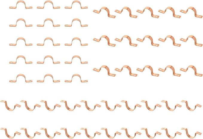50-PACK GUOFIS 3/4Inch C x 3/4Inch C Copper Pipe Straps Clamp with Two Holes, Two-Hole Clamps Mount for Residential, Commercial(COPPER024-50Pack)