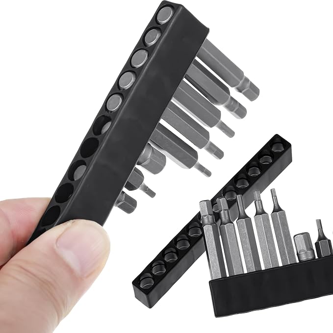 Kigley 30 Pcs 12 Holes Hex Shank Bit Holder Screwdriver Head Drill Bit Organizer Plastic Storage Case Fit for 1/4 Inch Hex Shank (Black)