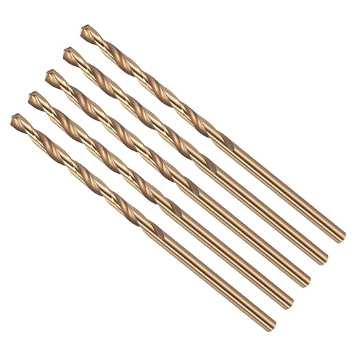Drill Bit, #43 Cutting Diameter, 4341 HSS Gold Finish 118° Cutting Angle Number Jobber Bits - (Applications: for Drilling Soft Metal Plastic Wood), 5-Pieces