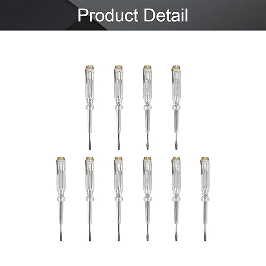 Fielect 10pcs Tester Screwdriver, Voltage Detector Pen Light Circuit Tester Electric Test Pen Screwdriver AC/DC 100-500V