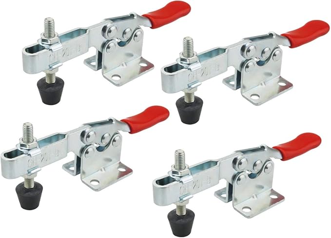 Toggle Clamp 4 Pack 201-B Style Quick Release Toggle Latch Hold Down Clamp Antiskid Red Horizontal Clamp 360Lbs Holding Capacity Quick Release Woodworking Tool