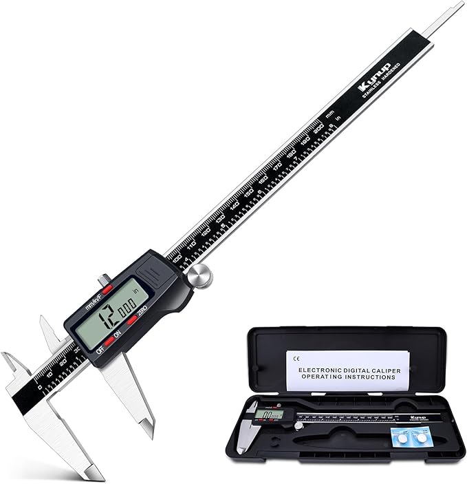 Kynup Digital Caliper, 8 Inch Micrometer Caliper Tool, Vernier Caliper with Stainless Steel Body, Large LCD Screen, Auto - Off Feature, Inch Metric Fraction Conversion (200mm)