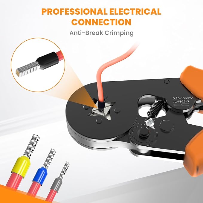 HARDELL+ Ferrule Crimping Tool, AWG 23-7 Wire Ferrule Kit with 1200PCS Terminals, Self-adjustable Ratchet, Square Ferrule Crimper Suitable for Wire Terminals, Cables End-sleeves