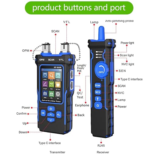 NOYAFA NF-8508 Network Cable Tester with Optical Power Meter VFL, RJ11 RJ45/PoE Tester/CAT5 CAT6/length Measurement, Telephone line Trace Meter with Headset, Network Tools