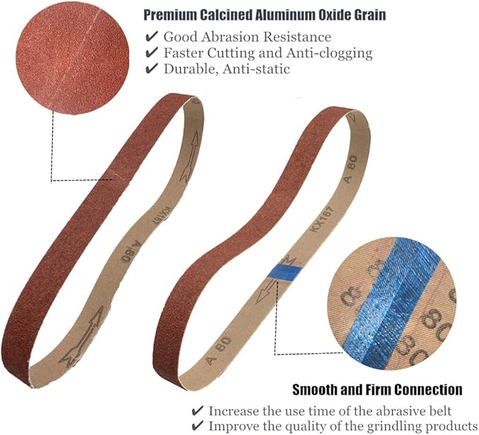 14 Pack Sanding Belt 2x48 Belt Sandpaper, 2 Each of 40 60 80 120 180 240 400 Grit Aluminum Oxide Sanding Belts for 2 X 48 Inch Belt Sander