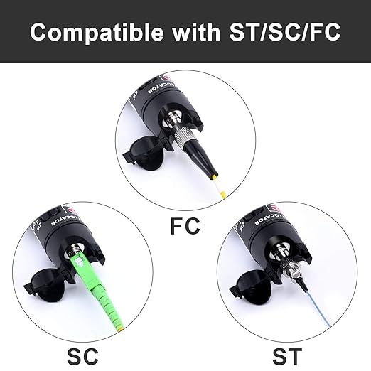 Visual Fault Locator 30km Fiber Optic Cable Tester Meter Red Light VFL with 2.5mm Universal Connector for FC/SC/ST Adapter Pen for CATV Telecommunications Engineering Maintenance