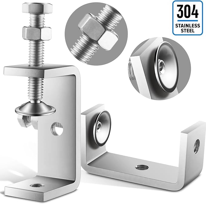 10 Pcs 304 Stainless Steel C Clamp Mini Tiger Clamp 1Inch Heavy Duty Metal U Clamps with Stable Wide Jaw Opening for Mounting Metal Working Woodworking(10 Pcs, 2 9/16 Inch)