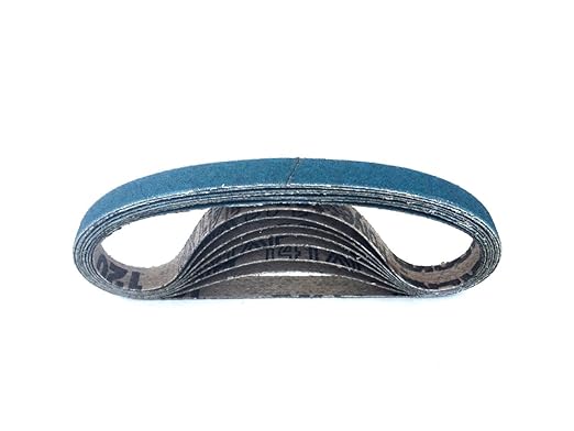 3/8 x 13 Inch Sanding Belts - Starcke Premium 120 Grit Blue Zirconia Cloth Belt Sanders for Woodworking, Metal, Composites & Aluminum, Autobody Sandpaper Belts, Narrow Air File Belt Sanding - 30 Pack