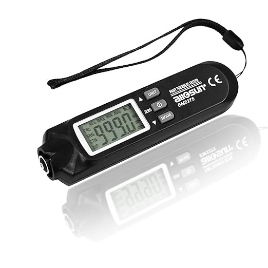 allsun Digital Paint Thickness Tester Car Paint Depth Gauge Meter UM/mil,0-2000UM Range Auto Power Off 3 Data Hold Modes
