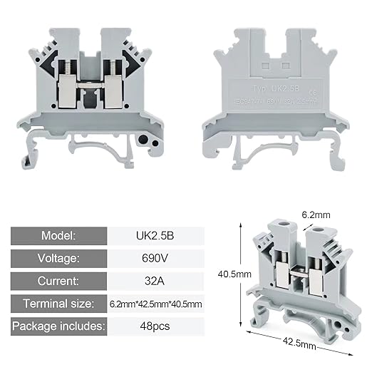 Terminal Block Kit, Rail Type Voltage Terminal, Rail Combined Terminal Block(Gray)