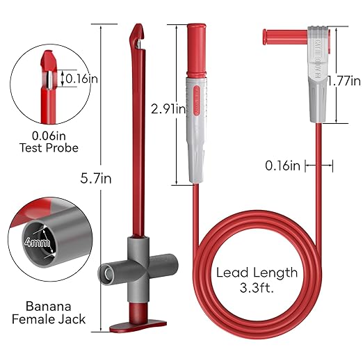 Goupchn 2PCS Multimeter Test Leads 4mm Banana Plug Male to Male with Puncture Probes Wire-Piercing Test Clip Tool for Multimeter Testing Automotive Car Repairing