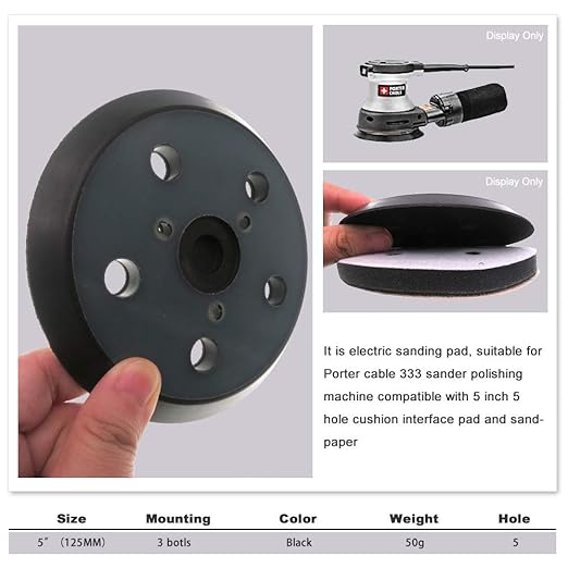 5 Inch Sander Pad for Porter Cable 333 334 Random Orbit Sander - 5 Hole Hook and Loop Pad Replacement 13904 13909 876691