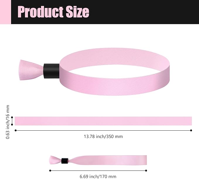 100 Pcs Cloth Event Wristband, Disposable Wristbands for Events, Colored Wristbands Events,for Lightweight Concert,Club Entrance Wrist Strap Party Wristband Event (Color : Pink)