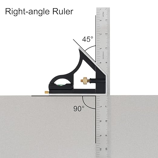 ChgImposs 12" Adjustable Sliding Combination Square Ruler & Protractor Level Measure Measuring Set, Inch/Metric