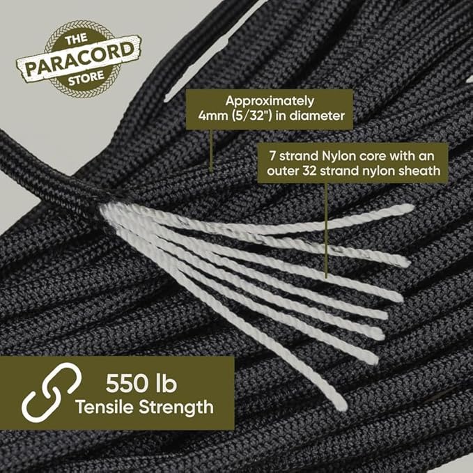 The Paracord Store | Type III 550 Paracord - 100 FT Hank, Imperial Red | Heavy Duty 7 Strand Tactical Paracord - USA Made Nylon Outdoor Parachute Cord for Camping, Fishing & More - Survival Cord