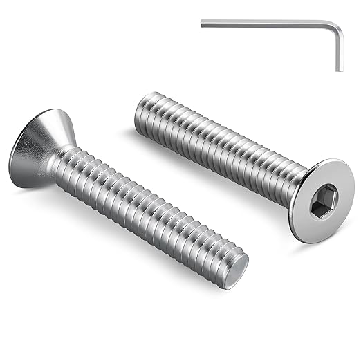 1/4-20 Bolt, 1/4-20 x 1-1/4 Inch Flat Socket Head Screws 15Pcs, 304 Stainless Steel 18-18 Countersunk Bolts, Full Thread, with Hex Spanner