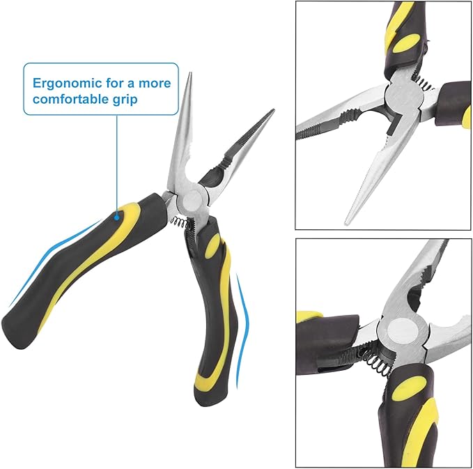 8 Packs 6 Inch Long Needle Nose Pliers with Wire Cutter, Small Needle Nose Pliers Bulk for Electricians, Grips Small Parts, Bend Wire, Electronics Repair, Jewelry Making Tools, etc, by GENHAKON