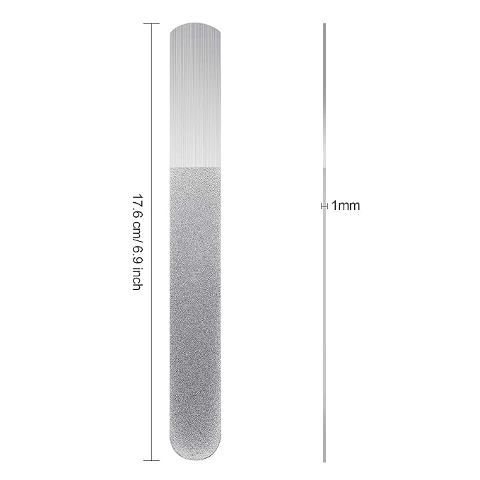 Mudder 6 Pieces 6.9" Metal Nail Files Diamond Stainless Steel Sapphire Toenail Fingernail Files Double Side Metal Manicure Natural Acrylic Nails Emery Boards for Salon Home and Travel Women Men